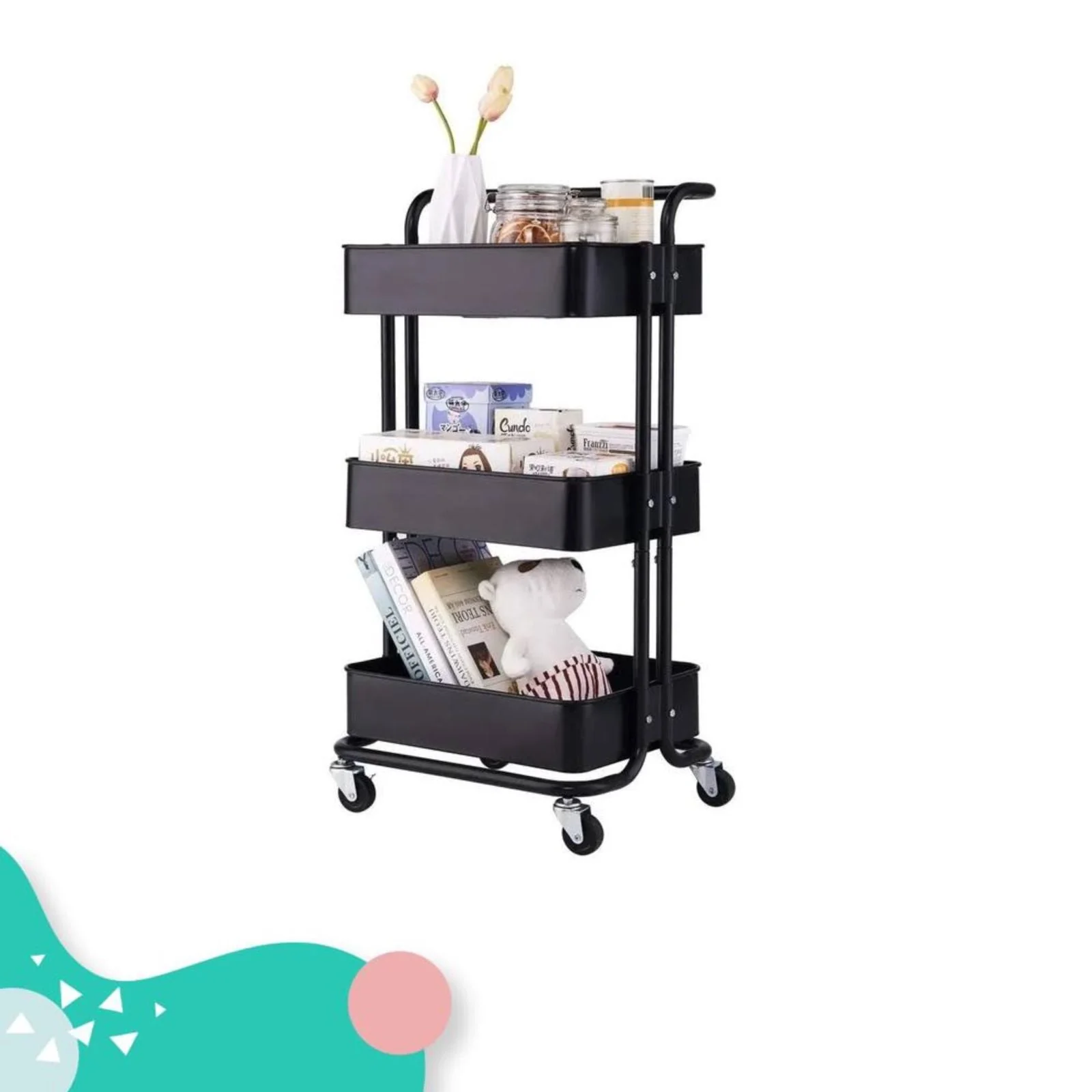 Carrito organizador de 3 niveles con rueda