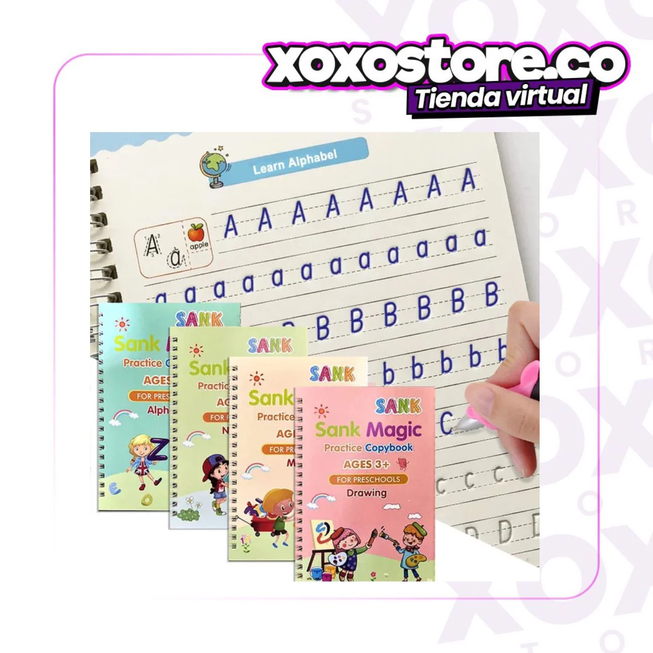 Kit de 4 cuadernos de caligrafia montesori