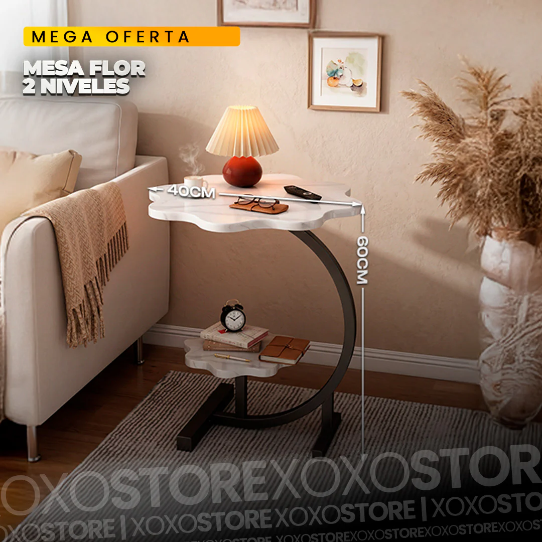 Mesa auxiliar para sala flor de 2 niveles